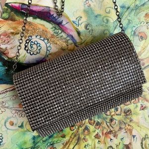 Silver Crystal Mesh Handbag / Clutch